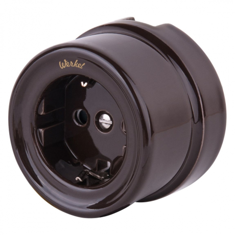 Розетка с заземлением Werkel Ретро (коричневый) W5671014