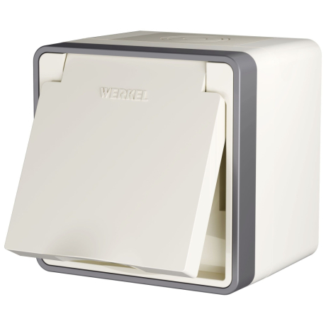 Розетка влагозащищенная с заземлением и со шторками Werkel Gallant (слоновая кость) W5071203