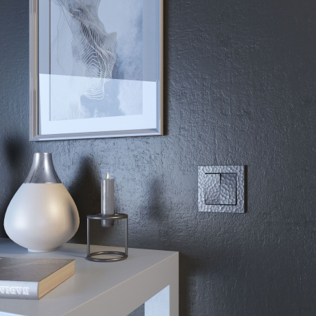 Выключатель двухклавишный без рамки Werkel Hammer серебряный W1220006