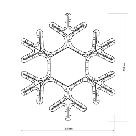 Светодиодная фигура Снежинка теплый свет Ardecoled ARD-Snowflake-M7-450X375-126Led Warm (25315)