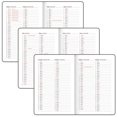 Нарушена упаковка!  <795451> Ежедневник датированный 2026 А5 138x213 мм, BRAUBERG "Vista", под кожу, твердый, "Black coal", 117460