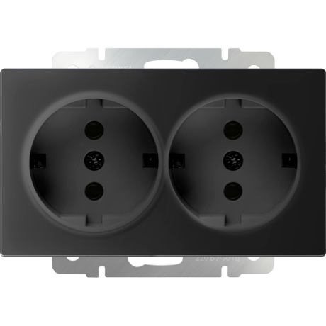 Розетка двойная с заземлением, без рамки Werkel черный матовый W1172008