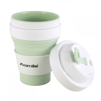 Нарушена упаковка!  <398857> Термокружка 350ml из силикона с пластиковой вставкой Kamille 2034 Цвет вставок: розовый, синий, ментол.
