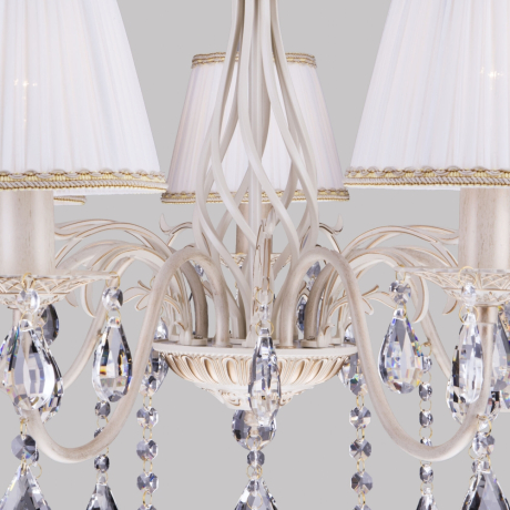 Подвесная люстра Eurosvet Amelia 3637/7 белый с золотом/прозрачный хрусталь Strotskis
