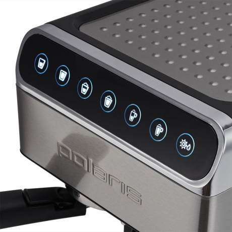 Кофеварка рожковая POLARIS PCM 1535E, 1400 Вт, объем 1,8 л, 15 бар, автокапучинатор, черная, 37135 (456719)