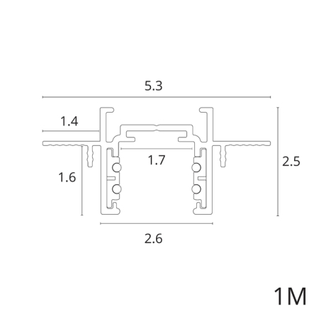 1м. Магнитный шинопровод встраиваемый в гипсокартон Arte Lamp Optima-Accessories A730106